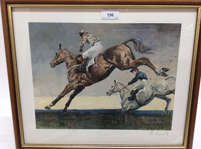 Lot 156 - Malcolm Coward (b.1948) signed limited edition print - racing scene, "T'morrah", 336/850, in glazed frame, 32.5cm x 39cm