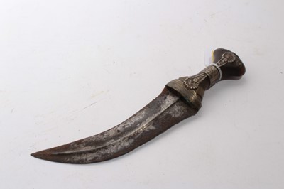 Lot 933 - Arab Jambia dagger in leather sheath, together with an Indo Persian Pesh-Kabz dagger (2)