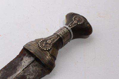 Lot 933 - Arab Jambia dagger in leather sheath, together with an Indo Persian Pesh-Kabz dagger (2)