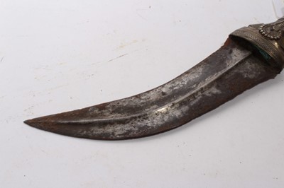 Lot 933 - Arab Jambia dagger in leather sheath, together with an Indo Persian Pesh-Kabz dagger (2)