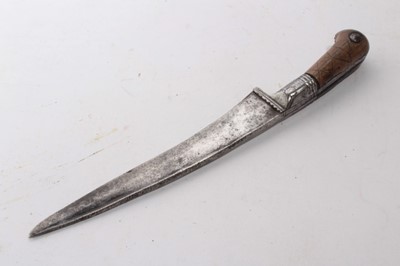 Lot 933 - Arab Jambia dagger in leather sheath, together with an Indo Persian Pesh-Kabz dagger (2)