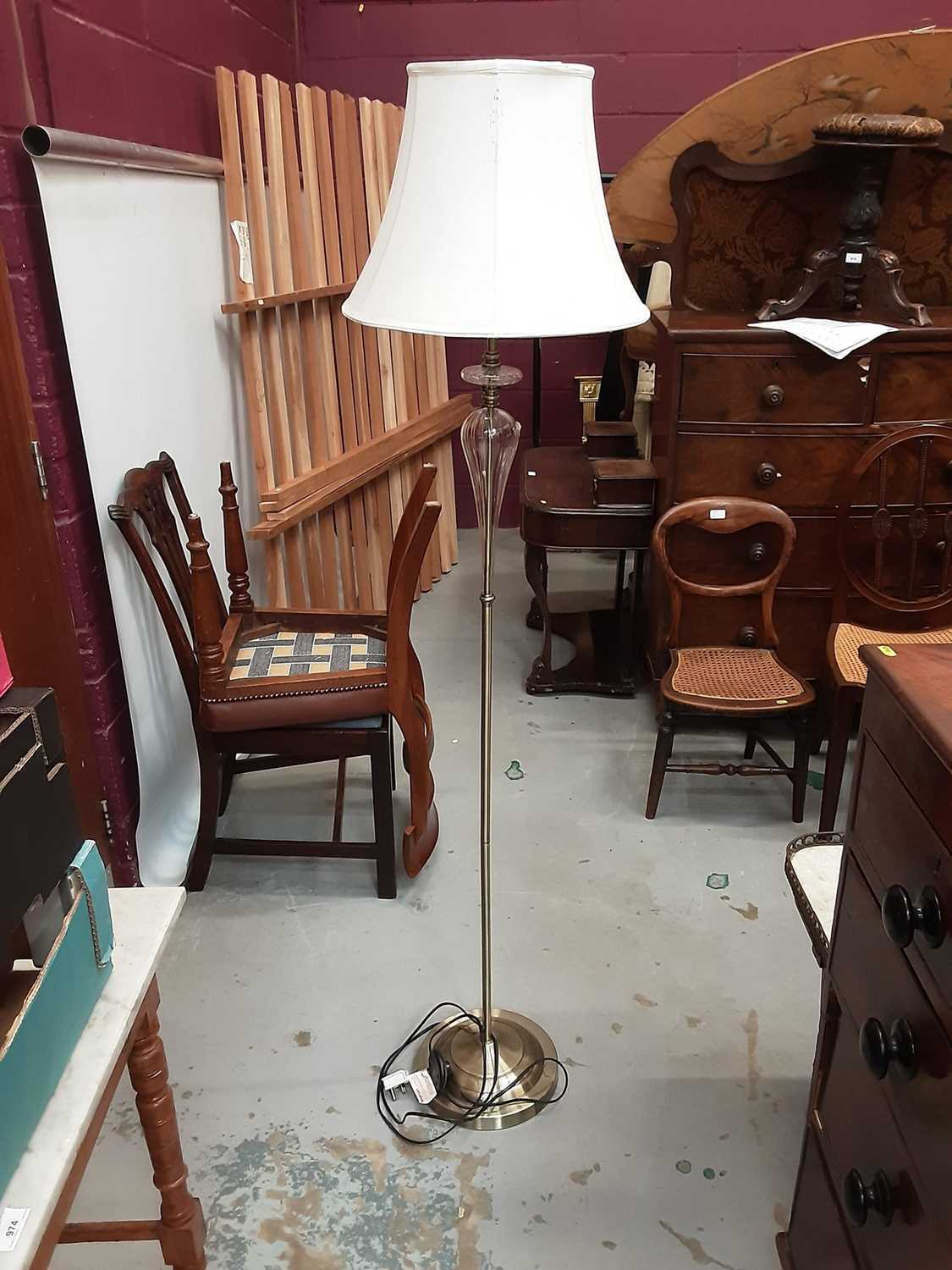 Lot 34 - Modern metal and glass standard lamp with shade