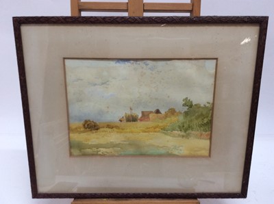 Lot 165 - Thomas Pyne (1843 - 1935) watercolour- The Stackyard at Dedham Hall Farm from the River Stour