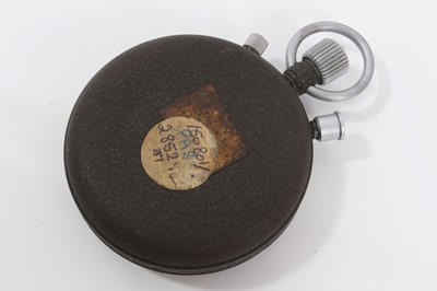 Lot 361 - Rare 1960s Omega Olympic timekeeper's stopwatch with twelve hour dial, subsidiary seconds, minutes and split seconds, in circular case with matte green textured finish. 65mm diameter, with Omega bo...