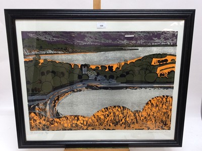 Lot 159 - *Graham Clarke (b.1941) signed limited edition linocut - St. Anthonys, 33/50, in glazed frame, 55cm x 70cm and overall frame size 63.5cm x 79cm
