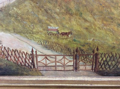 Lot 171 - 19th century, English School, oil on canvas - a coastal castle, in gilt frame, 60cm x 90cm, framed size 73cm x 104cm