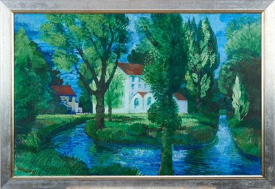 Lot 1087 - Henry Collins oil on board - View of Kelvedon Mill, signed, framed, 59cm x 90cm