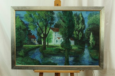 Lot 1087 - Henry Collins oil on board - View of Kelvedon Mill, signed, framed, 59cm x 90cm