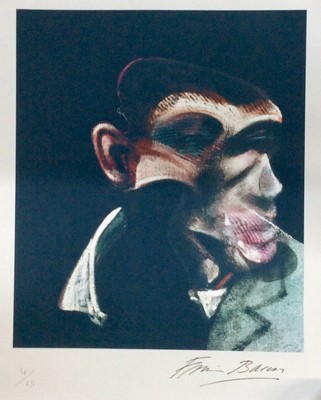 Lot 207 - Francis Bacon coloured print - Portrait, with printed signature and numbered 4/15, unframed, 76cm x 56.5cm
