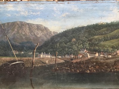 Lot 255 - 19th century, English School, oil on board - Harbour view, unframed, 36cm x 52cm