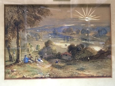 Lot 258 - Victorian English School watercolour - Richmond Hill, inscribed, in glazed gilt frame, 16cm x 23cm