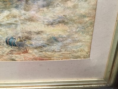 Lot 261 - George Moore-Henton (1861-1924) watercolour - Haymaking scene, signed and dated 1890, in glazed oak frame, 35cm x 50cm