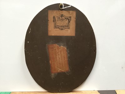 Lot 272 - Late 19th century English School oval oil on panel - portrait of a lady, on gilt painted background, labels verso, unframed, 25.5cm x 20cm