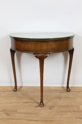 Lot 252 - 1920s walnut demi-lune side table