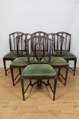Lot 119 - Set of six Sheraton style mahogany dining chairs