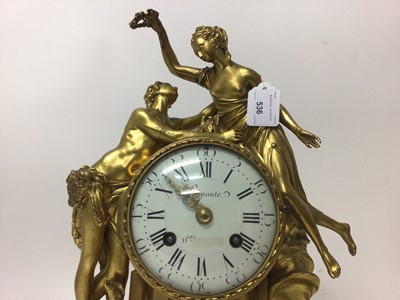Lot 536 - Fine late 18th / early 19th century French figural mantel clock, signed Lepaute, probably Pierre-Basille Lepaute (1750-1843)