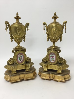 Lot 430 - Pair of 19th century French gilt metal clock garnitures