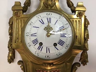 Lot 611 - 19th century French ormolu cartel clock, circular enamel dial, unsigned