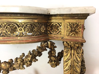 Lot 776 - 19th century marble topped carved gilt console table