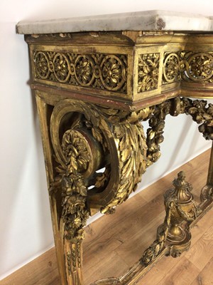 Lot 776 - 19th century marble topped carved gilt console table