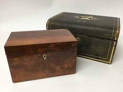 Lot 432 - Early 19th century flame mahogany tea caddy and a Victorian jewellery box