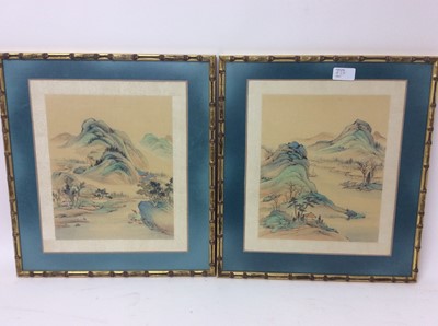 Lot 433 - Set of eight Chinese painted panels in bamboo gilt frames