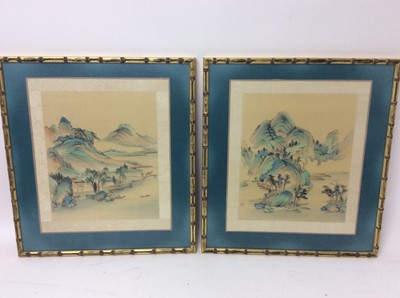 Lot 433 - Set of eight Chinese painted panels in bamboo gilt frames