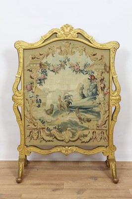 Lot 1482 - Victorian fire screen with Aubusson style panel