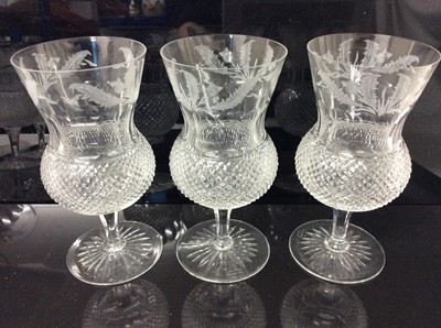 Lot 117 - Edinburgh Crystal cut glass thistle shape table service of glasses