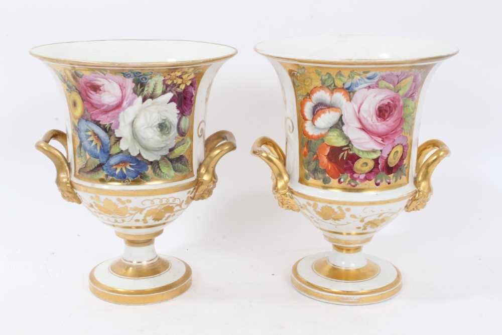 Lot 109 - Pair of early 19th Century English porcelain urn shape vases