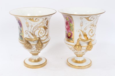 Lot 109 - Pair of early 19th Century English porcelain urn shape vases