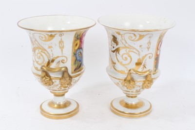 Lot 109 - Pair of early 19th Century English porcelain urn shape vases