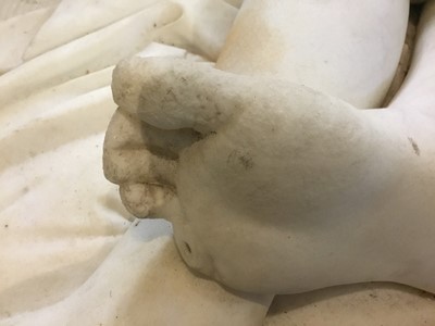 Lot 1475 - Giosue Argenti (1819-1901) - Fine 19th Century Italian carved carrera marble sculpture of a sleeping female nude, signed and dated 1869