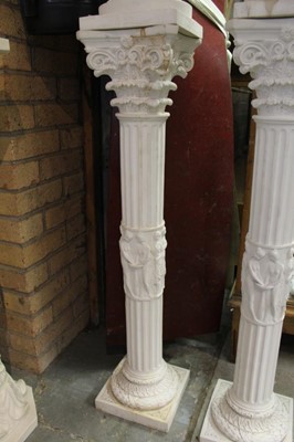 Lot 404 - Pair of reconstituted alabaster classical urns on stands