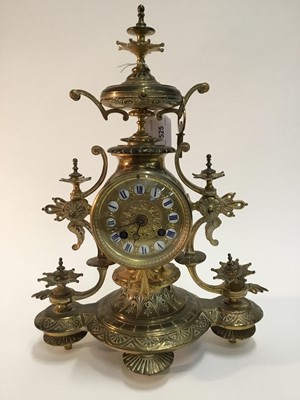 Lot 531 - Late 19th century aesthetic-style brass mantel clock