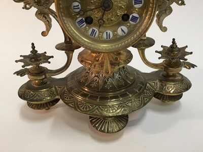 Lot 531 - Late 19th century aesthetic-style brass mantel clock