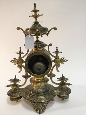 Lot 531 - Late 19th century aesthetic-style brass mantel clock