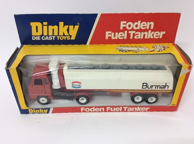Lot 139 - Dinky Foden Fuel Truck No. 950, Mercedes-Benz Truck and Trailer No. 917, Foden Tipping Lorry No.432, all boxed (3)