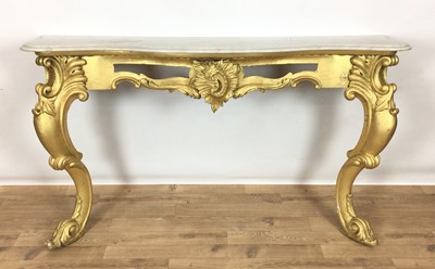 Lot 1486 - Mid Victorian Rococo-Revival giltwood and gesso console table with marble top