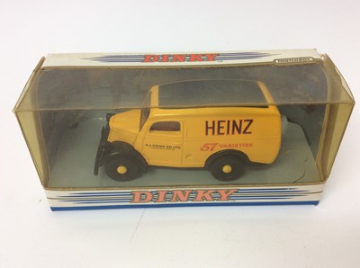 Lot 142 - Dinky Superior Cadillac Ambulance No. 288, Ford Transit Ambulances No. 276 and No. 274, Coles Hydra Truck No. 980, all boxed (boxes damaged) plus six Dinky D-Y Series Saloon cars, boxed (10)
