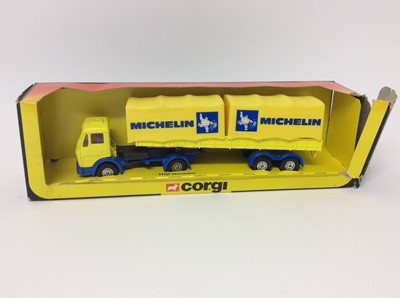 Lot 143 - Corgi Esso Petrol Tanker with Ford tilt cab No. 1157 and Mercedes Michelin lorry No. 1112, both boxed (2)