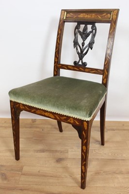 Lot 743 - Three early 19th Century Dutch floral marquetry side chairs