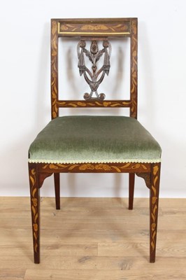 Lot 743 - Three early 19th Century Dutch floral marquetry side chairs