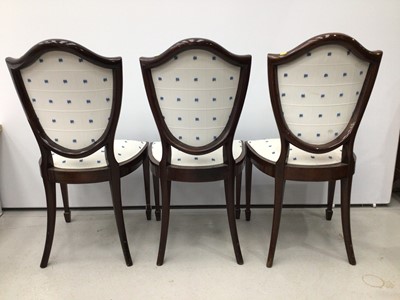 Lot 74 - Pair of Edwardian inlaid mahogany side chairs, together with a set of four chrome chairs and three shield back chairs