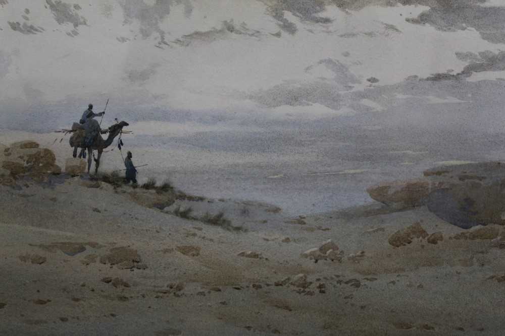Lot 664 - Augustus Osborne Lamplough (1877-1930), pair of watercolours- Egyptian desert scenes.