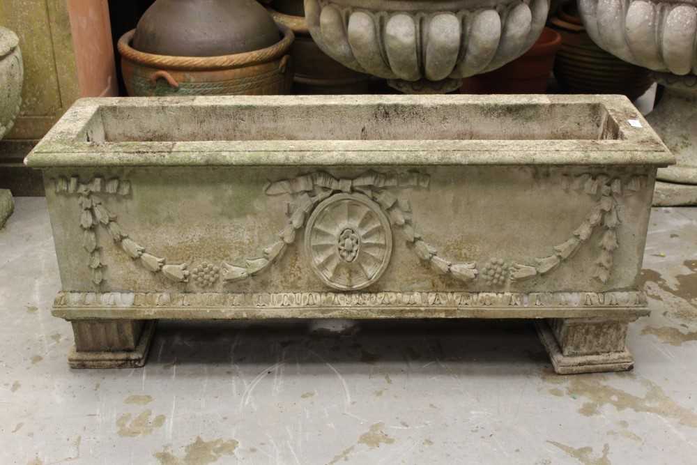 Lot 856 - Set of three very large concrete garden planters