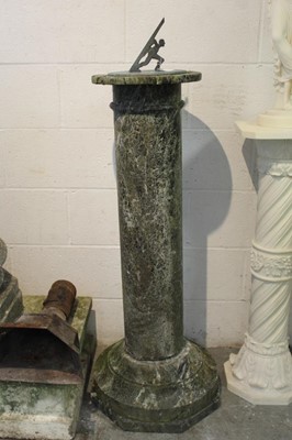 Lot 839 - Bronze sundial on serpentine column.