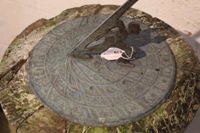 Lot 839 - Bronze sundial on serpentine column.