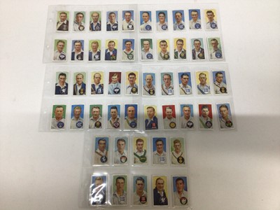 Lot 724 - Cigarette cards selection of sets and part sets in five files including Players Cricketers 1938, Ogdens Sea Adventure, Wills Ships Badges, Military Motors, Fish and Bait, Aviation and others