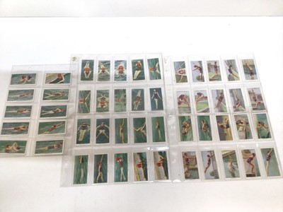 Lot 727 - Cigarette cards selection of sets and part sets in five files including Wills Old Furniture (large cards), Old Silver (large cards), Ogdens Swimming Diving and Life Saving, Shots From the Films, Ch...